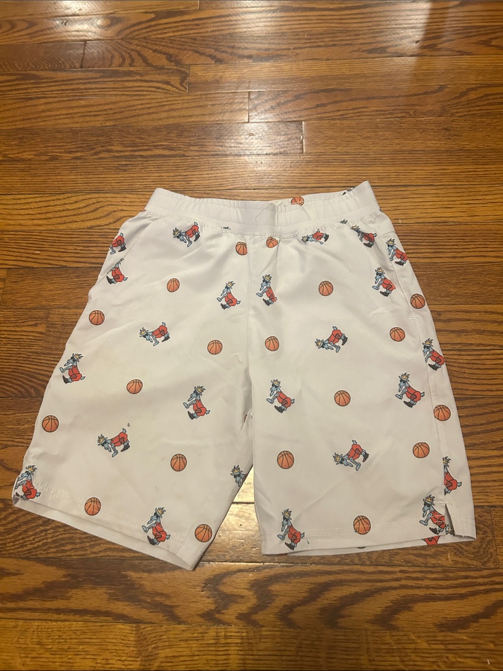 White Kids' Basketball Print Shorts